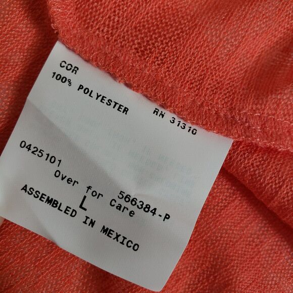 AGB Womens Cardigan Sweater Large Coral One Button Long Sleeve Sheer Polyester - Picture 7 of 9